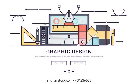 Modern Flat line design concept of graphic design.banner.