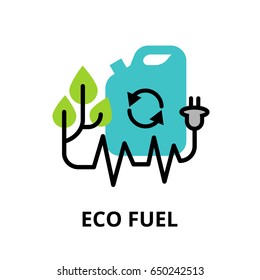 Modern flat line design icon, concept of Eco fuel, technologies of future and green energy for graphic and web design