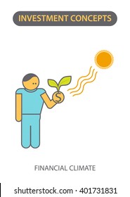 Modern Flat line icon design concept of Financial Investment climate. Vector EPS10