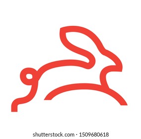 Modern flat line rabbit illustration