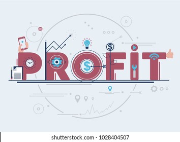 Modern flat line vector editable graphic illustration, business finance concept, profit. Vector illustration in a flat style.