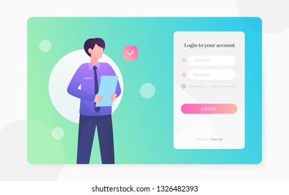 modern flat login page illustration