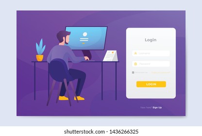 Modern flat login page templates