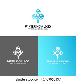 Modern Flat Logo Design. Winter Snow Logo.