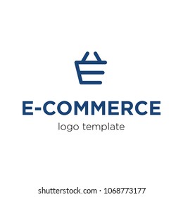 Modern Flat Logo Template For Ecommerce, Online Shop. Vector Illustration.