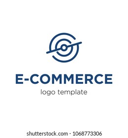 Modern flat logo template for ecommerce, online shop. Vector illustration.