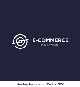 Modern flat logo template for ecommerce, online shop. Vector illustration.