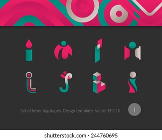 Modern flat logotypes. Letter I icon.