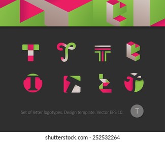 Modern flat logotypes. Letter T icon.