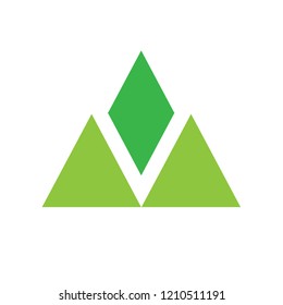 Modern Flat M Letter and Triangles Logo