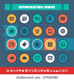 Modern flat material information icons on colored circles