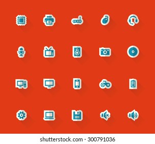 Modern flat material paper computer icons