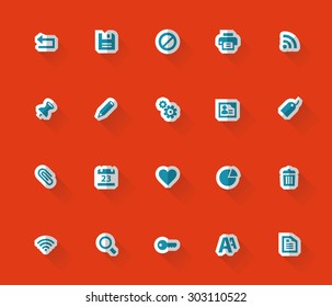 Modern flat material paper office colored icons, set 2