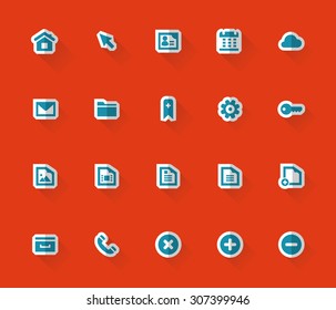 Modern flat material paper web icons