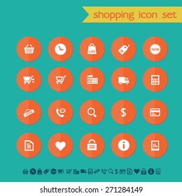 Modern flat material shopping icons