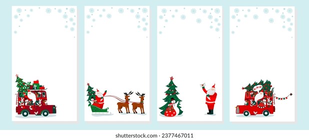 Modern flat Merry Christmas New Year sales, Instagram stories template, web online shopping concept. Xmas socks sale app screens. Vector illustration