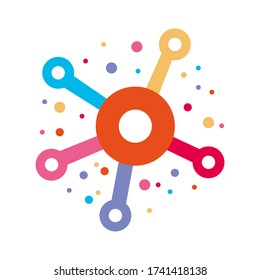 Modern flat mesh network logo emblem