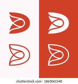 Modernes, flaches und minimales Letter-D-Logo mit Blumen- und Lauffläche