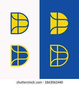 logotipo moderno, plano y de letra mínima D con elementos de diseño