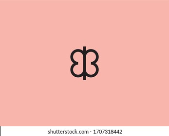 Modern flat and minimalist logo symbol and icon butterlfy and letter b