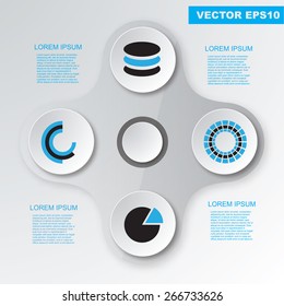 Modern flat minimalistic design infographic template with drop shadows