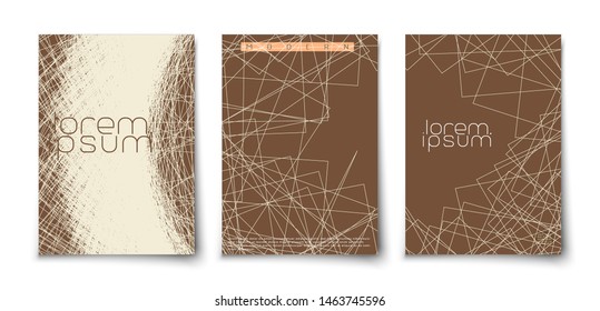 Modern flat minimalistic geometric abstract covers. Grunge careless lines art. 