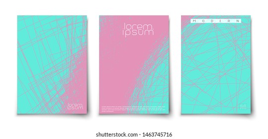 Modern flat minimalistic geometric abstract covers. Grunge careless lines art. 