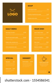 Modern flat minimalistic restaurant menu template