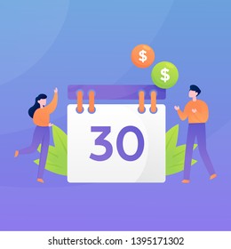Modern flat monthly salary cycle illustration banner