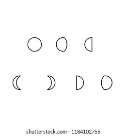 Modern flat moon icon set