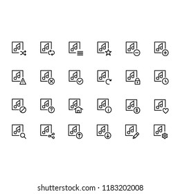 Modern flat music button icon set