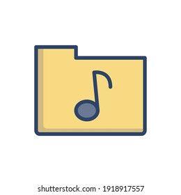 Modern flat music folder icon emblem