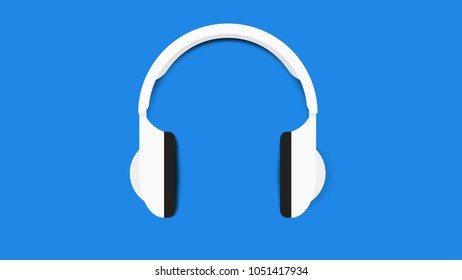 Modern Flat NoName Wireless Headphones Isolated On Blue Background.