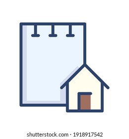 emblema de icono de la casa de una nota plana moderna