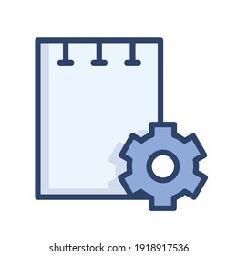 Modern flat note settings icon emblem