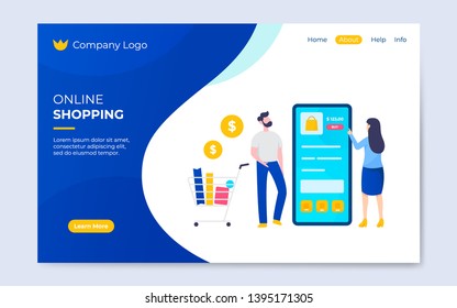 modern flat online shopping landing flat illustration banner