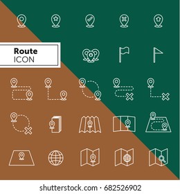 Modern Flat Outline Icon Set (Standard Style) - Route.