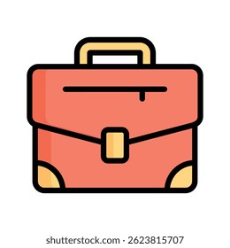 Modern flat outline style icon depicting business briefcase