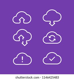 Modern flat outlined cloud icons set