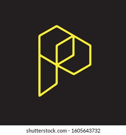 Modern flat p letter logo design emblem