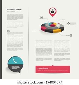 Modern flat page layout with text and chart diagram. 