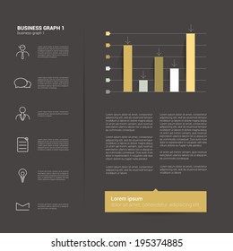 Modern flat page layout with text and chart diagram. Line icon set.