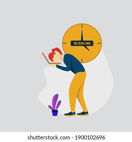 modern flat people character. Freelance designer struggling with the deadline, deadline concept illustration. ideal for websites, landing pages, UI, mobile applications, posters, banners