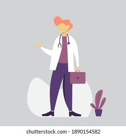 carácter moderno y plano de la gente. ilustración de médicos jóvenes. ideal para sitios web, páginas de inicio, interfaz de usuario, aplicaciones móviles, afiches, banners.