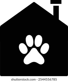 Modern flat pet house icon designed for animal shelter and rescue sites