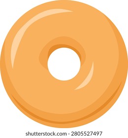 Modern Flat Plain Glazed Donut Illustration. Minimal Sweet Bakery Dessert