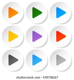 Modern flat play buttons with smooth gradients