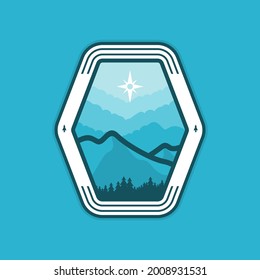 Modern, Flat, Professional Panoramic Mountain Peak Outdoor Logo Vector
