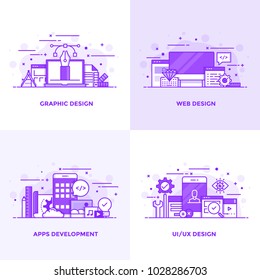 Modern Flat Purple color line designed concepts icons for Graphic Design, Web Design, Apps Development and Ui Design. Can be used for Web Project and Applications. Vector Illustration