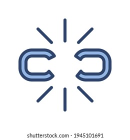Icono moderno de color para eliminar el vínculo de forma plana
